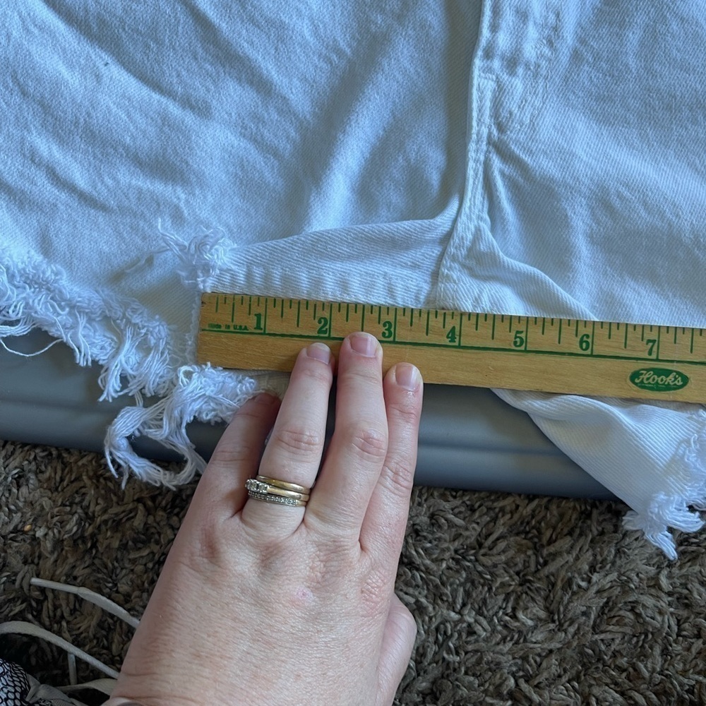 Levi’s vintage orange tab 550 relax fit white rigid denim diy cut off mom short - Picture 7 of 11